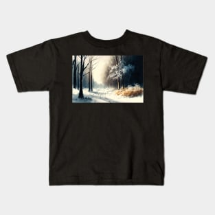 Winter Ways - A serene calm winter trail ! Kids T-Shirt